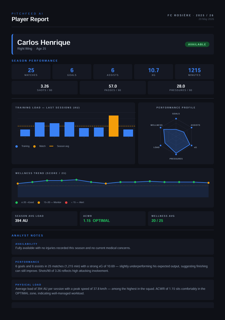 Generated PDF player report